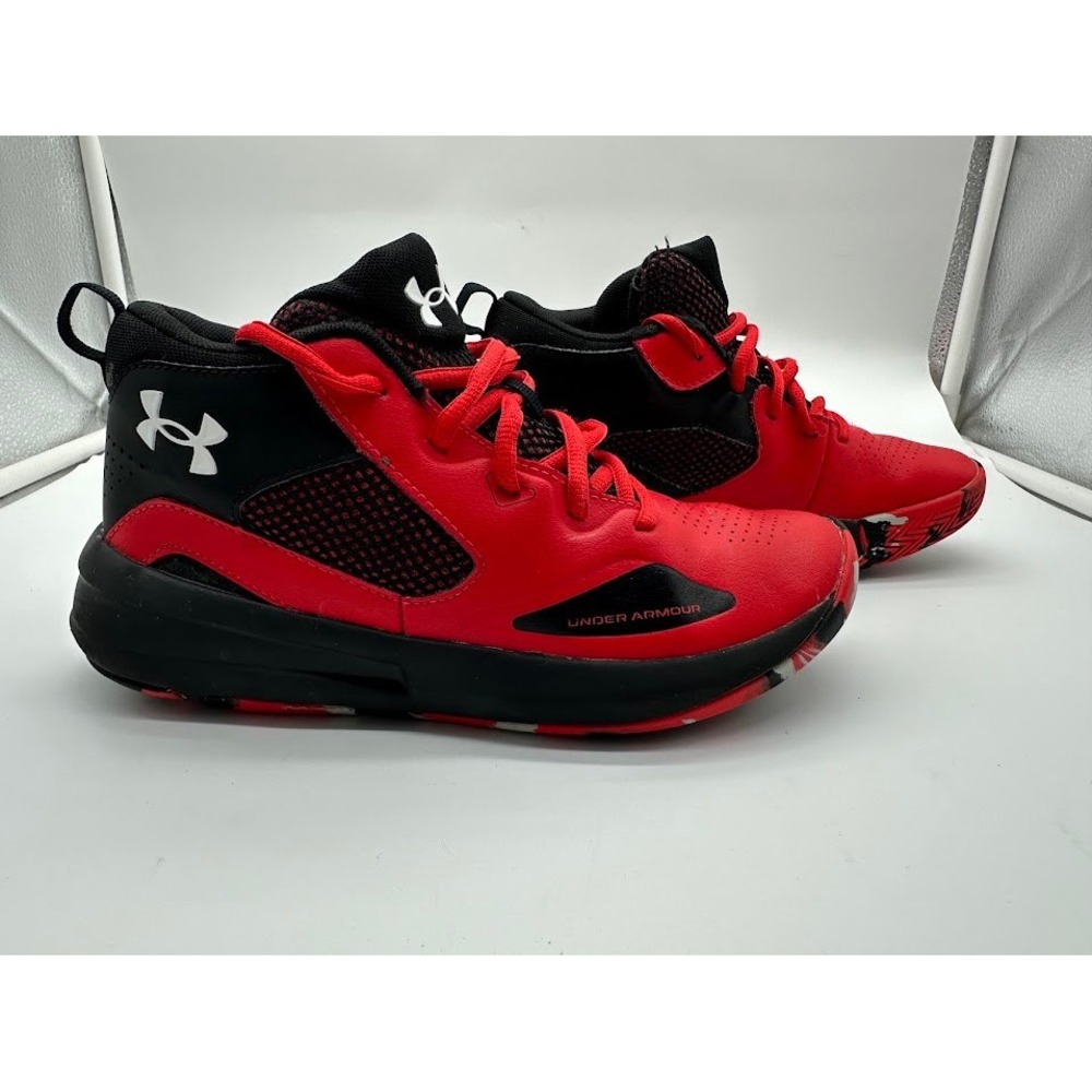 Under Armour Lockdown 6 Red Black Basketball Shoes 3023533-601 Boys 6Y - Picture 4 of 8